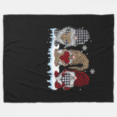 Drie gnomen in Leopard Buffalo geplakt kerstmis Fleece Deken (Voorkant (Horizontaal))