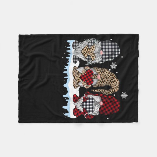 Drie gnomen in Leopard Buffalo met kerstmis Fleece Deken (Voorkant (Horizontaal))