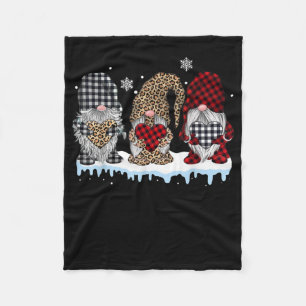 Drie gnomen in Leopard Buffalo met kerstmis Fleece Deken