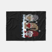 Drie gnomen in Leopard Buffalo met kerstmis Fleece Deken (Voorkant (Horizontaal))