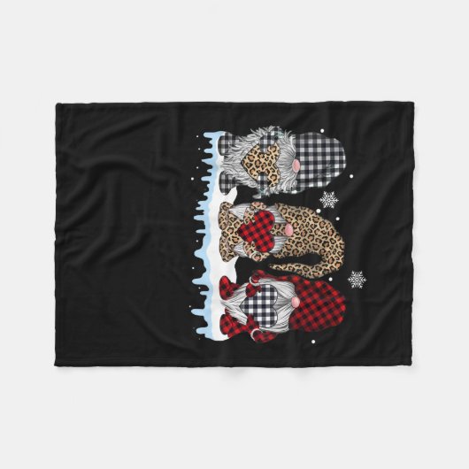 Drie gnomen in Leopard Buffalo met kerstmis Fleece Deken (Voorkant (Horizontaal))