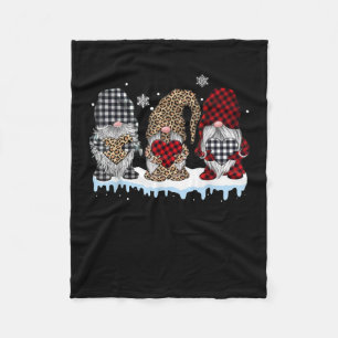 Drie gnomen in Leopard Buffalo met kerstmis Fleece Deken