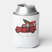 Drie gnomen in Red Truck met vrolijke kersttang Blikjeskoeler (Blikje Voorkant)