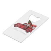 Drie gnomen in Red Truck met vrolijke kersttang Creditkaart Flessenopener (Voorkant Gekanteld)