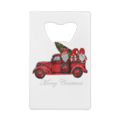 Drie gnomen in Red Truck met vrolijke kersttang Creditkaart Flessenopener (Achterkant)