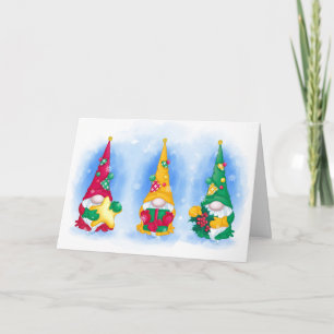 Drie Gnomen Kerstmis Feestdagen Kaart