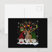 Drie Gnomen Leopard Buffalo Pset Red Kerstmis L Aankondigingskaart (Voorkant / Achterkant)