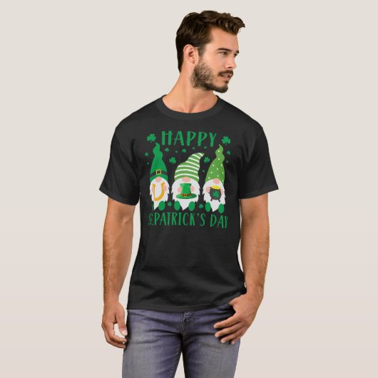 Drie Gnomen Lucky Shamrock St Patrick's Day Irish T-shirt (Voorkant volledig)