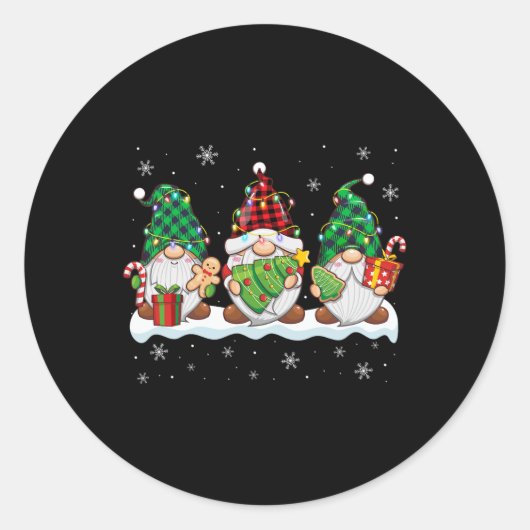 Drie Gnomen Mannen Vrouwen Buffalo Pset Red Kerstm Ronde Sticker (Voorkant)