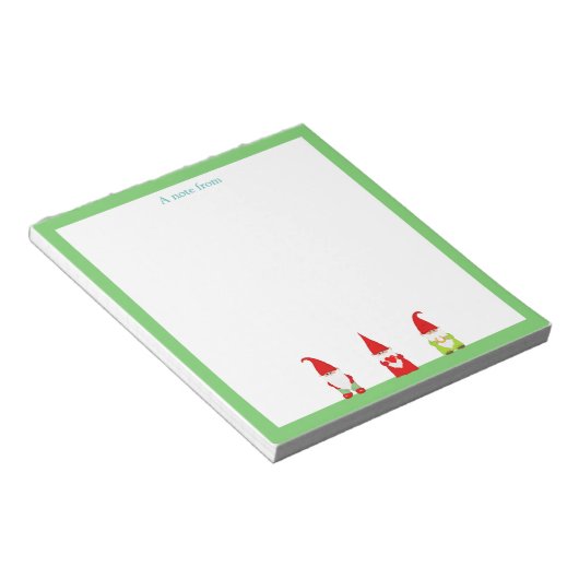 Drie Gnomen met Groen Lijst Eenvoudig Notitieblok (Schuin)