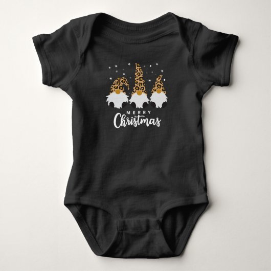 Drie gnomen met leopard Pset Gnome Kerstmis Romper (Voorkant)