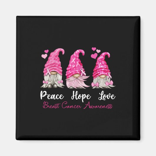Drie Gnomen Peace Hope-liefhebbers borstkanker Awa Magneet (Voorkant)