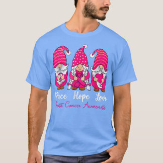 Drie Gnomen Peace Hope-liefhebbers borstkanker Awa T-shirt