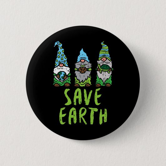 Drie Gnomen Plant Turtle Save Earth Gardening Gar Ronde Button 5,7 Cm (Voorkant)