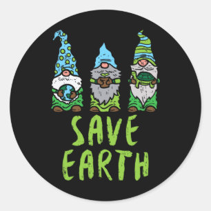 Drie Gnomen Plant Turtle Save Earth Gardening Gar Ronde Sticker