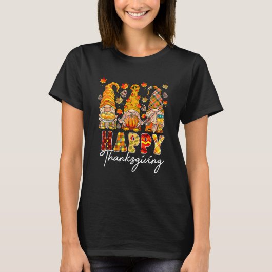 Drie gnomen Pumpkin Herfst Season Autumn Happy Tha T-shirt (Voorkant)