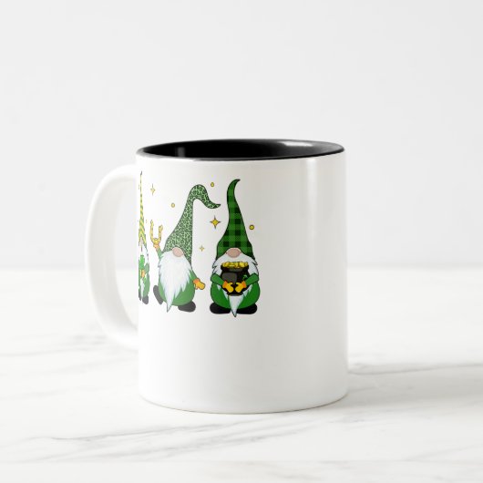 Drie Gnomen St Patricks Day Tweekleurige Koffiemok (Voorkant links)