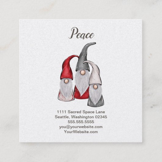 Drie Gnomen Vierkante Visitekaartje (Achterkant)