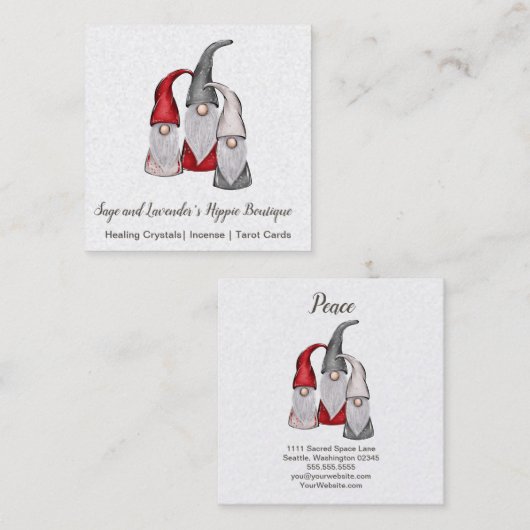 Drie Gnomen Vierkante Visitekaartje (Voorkant / Achterkant)