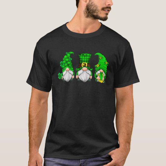 Drie Gnomes Shamrock Leopard Pset St Patrick's D T-shirt (Voorkant)