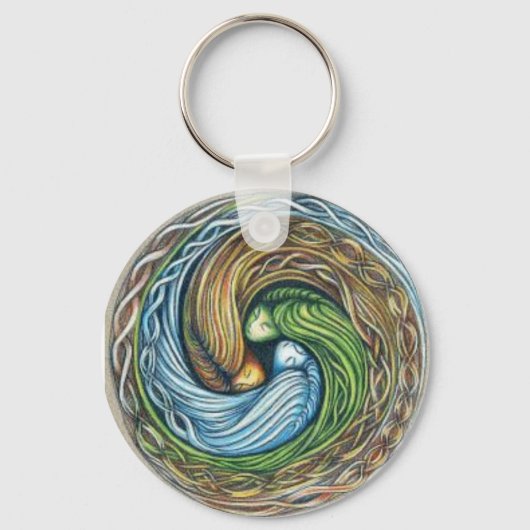 Drie Goddessen kunst van P.Dempsey Sleutelhanger (Voorkant)