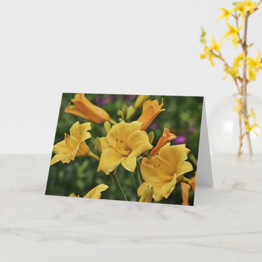 Drie Golden Lilies Scripture Kaart Matthew 18:20 (Gele Bloem)