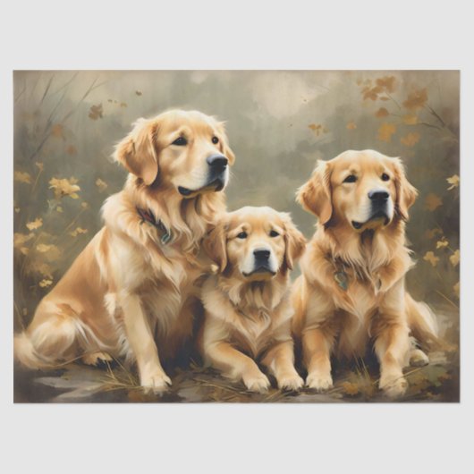 Drie Golden Retriever-honden portretteren weefselp Tissuepapier (Voorkant)