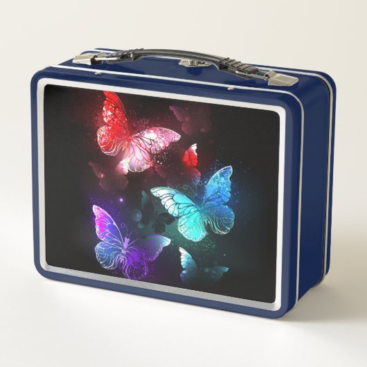 Drie golvende Butterflies op nachtachtergrond (Achterkant)