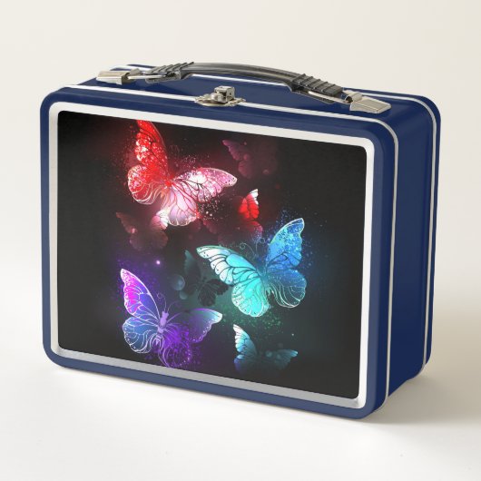 Drie golvende Butterflies op nachtachtergrond (Voorkant)