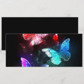 Drie golvende Butterflies op nachtachtergrond Advieskaart (Voorkant / Achterkant)