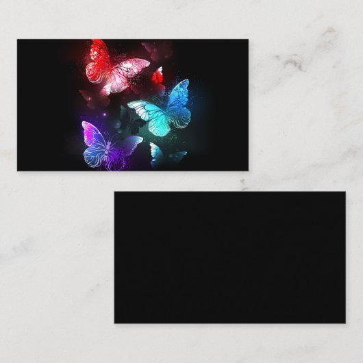 Drie golvende Butterflies op nachtachtergrond Advieskaart (Voorkant / Achterkant)