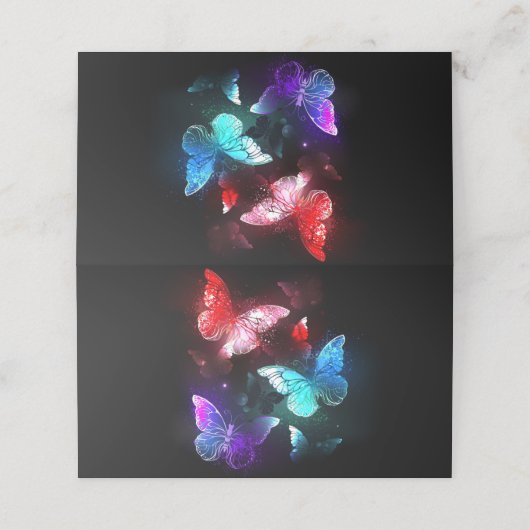 Drie golvende Butterflies op nachtachtergrond Afsprakenkaart (Buitenkant ongevouwen)