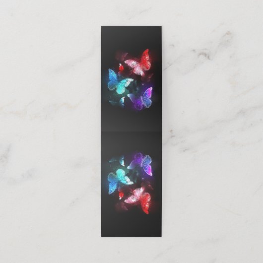 Drie golvende Butterflies op nachtachtergrond Afsprakenkaart (Buitenkant ongevouwen)
