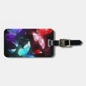 Drie golvende Butterflies op nachtachtergrond Bagagelabel (Voorkant horizontaal)