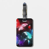 Drie golvende Butterflies op nachtachtergrond Bagagelabel (Achterkant verticaal)