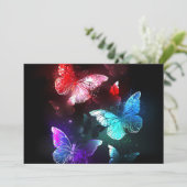 Drie golvende Butterflies op nachtachtergrond Bedankkaart (Staand voorkant)