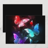 Drie golvende Butterflies op nachtachtergrond Bedankkaart (Voorkant / Achterkant)