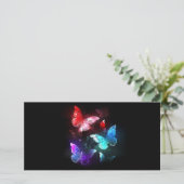 Drie golvende Butterflies op nachtachtergrond Bedankkaart (Staand voorkant)