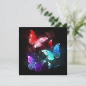 Drie golvende Butterflies op nachtachtergrond Bedankkaart (Staand voorkant)