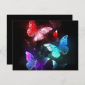 Drie golvende Butterflies op nachtachtergrond Briefkaart (Voorkant / Achterkant)