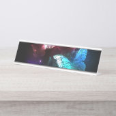 Drie golvende Butterflies op nachtachtergrond Bureau Naambordje (Voorkant)