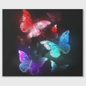 Drie golvende Butterflies op nachtachtergrond Cadeaupapier (Vlak)