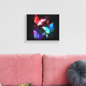 Drie golvende Butterflies op nachtachtergrond Canvas Afdruk (Insitu (Woonkamer))