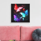 Drie golvende Butterflies op nachtachtergrond Canvas Afdruk (Insitu (Woonkamer))