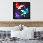 Drie golvende Butterflies op nachtachtergrond Canvas Afdruk (Insitu (Slaapkamer))