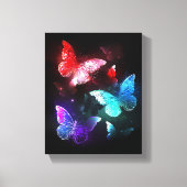 Drie golvende Butterflies op nachtachtergrond Canvas Afdruk (Voorkant)