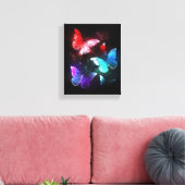 Drie golvende Butterflies op nachtachtergrond Canvas Afdruk (Insitu (Woonkamer))
