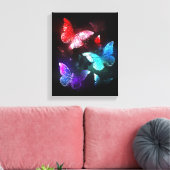 Drie golvende Butterflies op nachtachtergrond Canvas Afdruk (Insitu (Woonkamer))