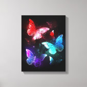 Drie golvende Butterflies op nachtachtergrond Canvas Afdruk (Voorkant)