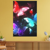 Drie golvende Butterflies op nachtachtergrond Canvas Afdruk (Insitu (Woonkamer))